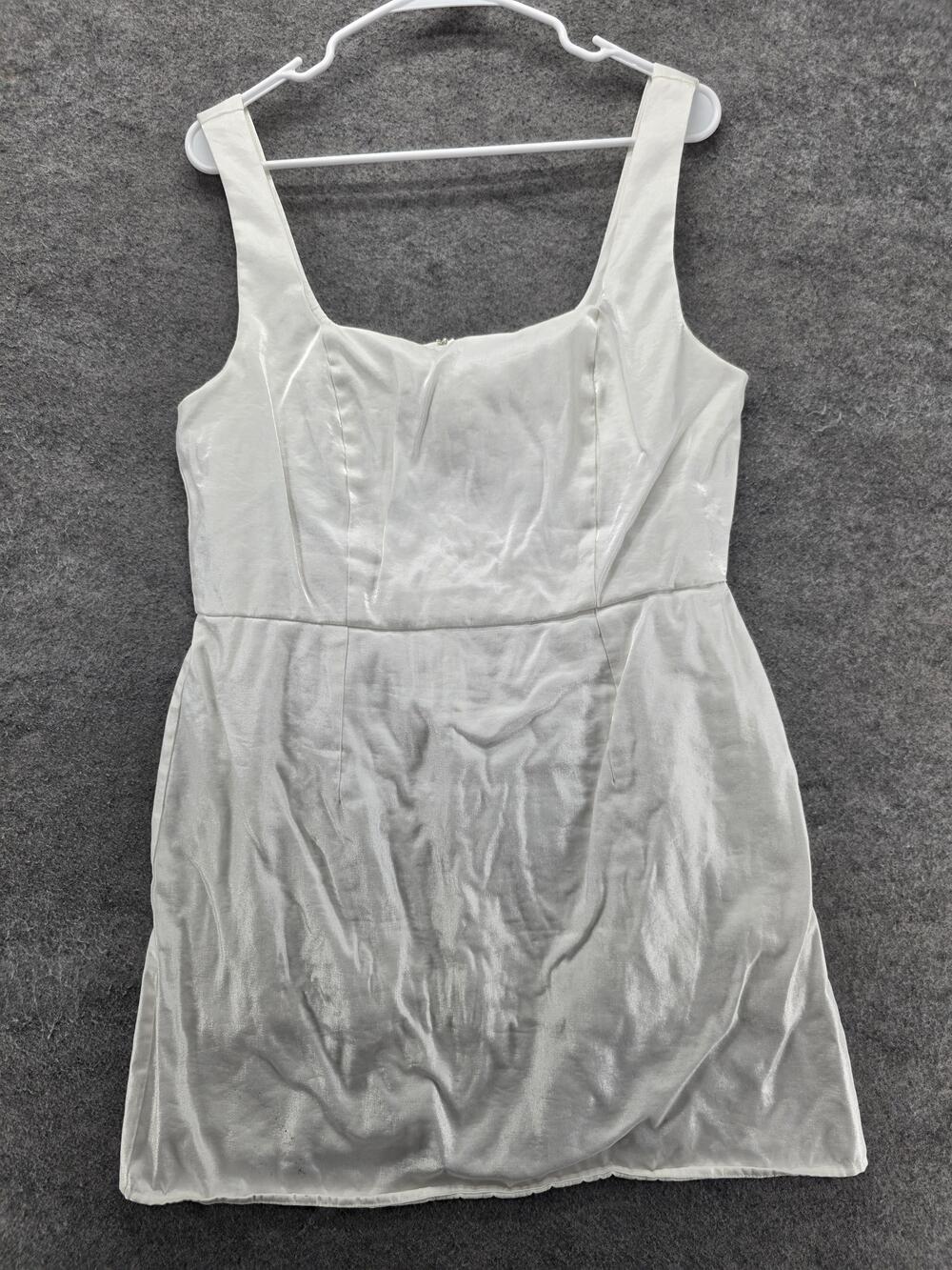 Lulus Dress Womens XL White Mini Tank Dress Satin Lined Party Cocktail